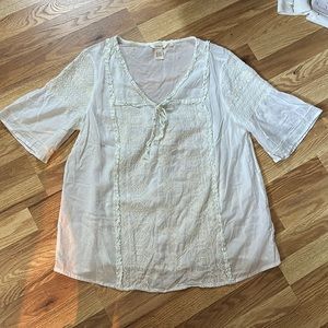 Sundance Embroidered Bell Sleeve Tunic size large